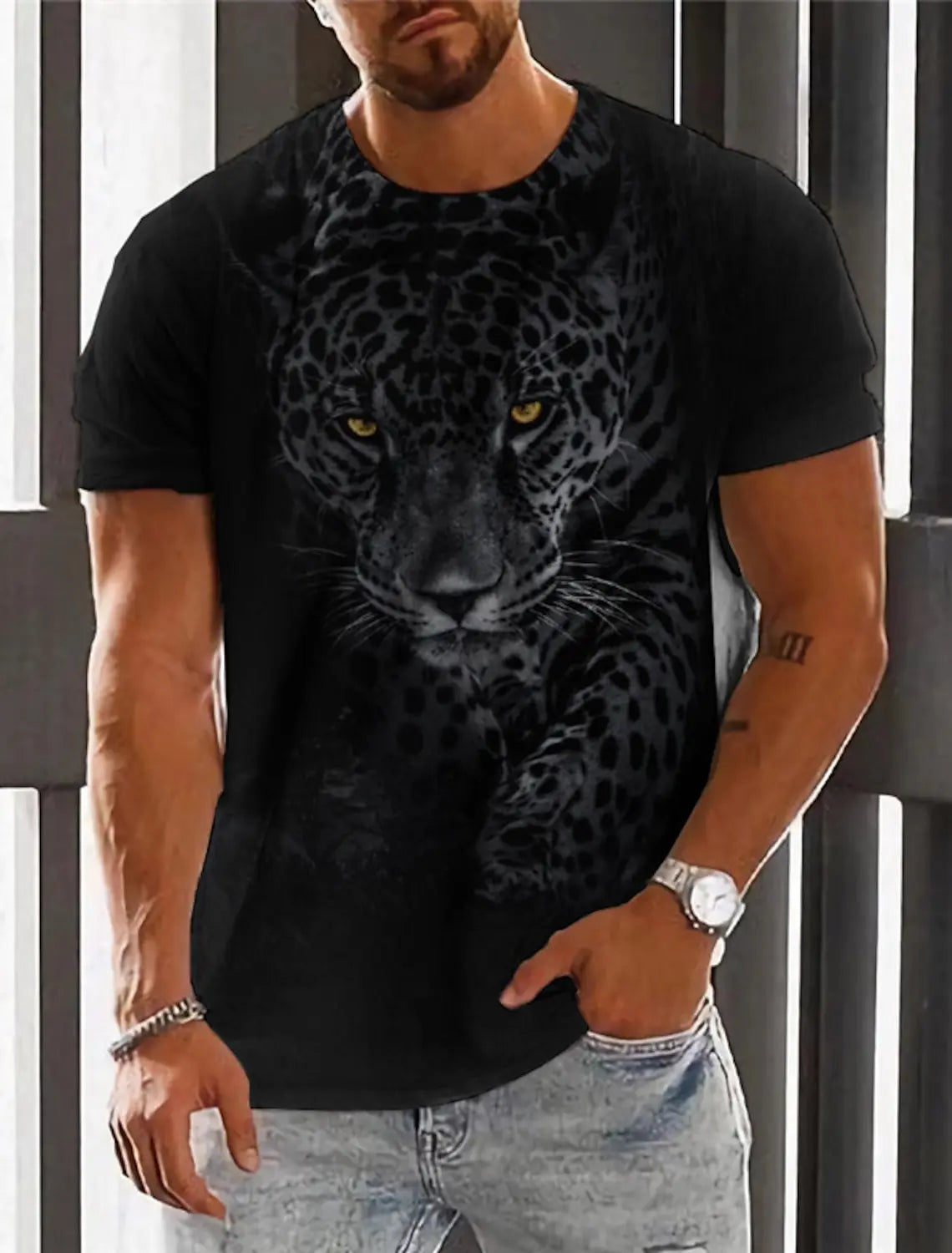 Men's 3D Wolf Print Man T Shirts Casual O Neck Short Sleeve Shirt Breathable And Comfortable Fabric Men's Street Outdoor Clothes