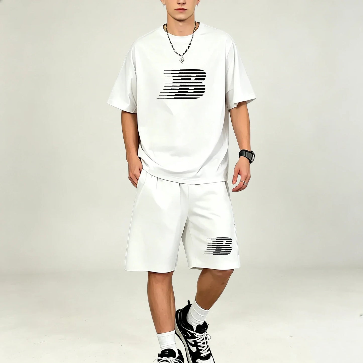 Men's Quick Dry Oversized T-Shirt and Drawstring Sport Shorts Set