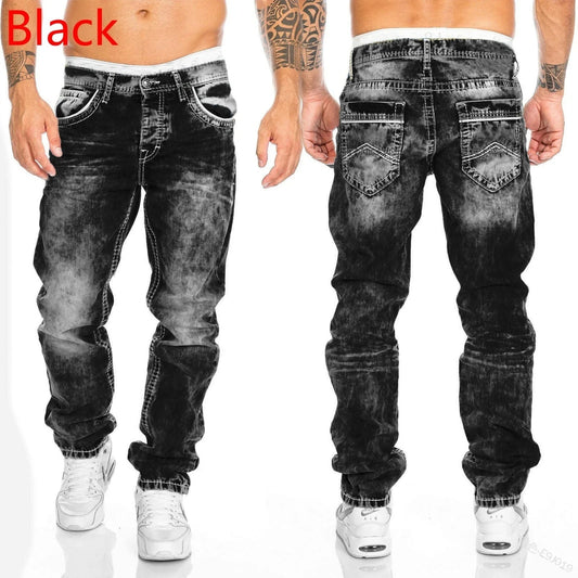 Men’s Stretch Straight-Leg Casual Denim Jeans