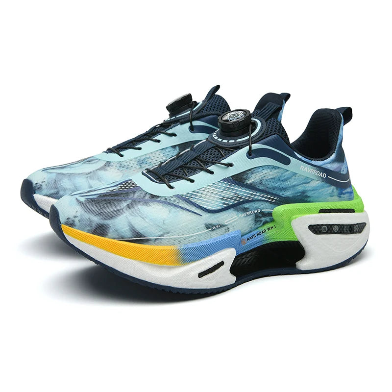 Elastic Speed Running Shoes for Men, Carbon Plate Push Rotating Buckle Sports Shoes for Women, Professional Shock-Absorbing