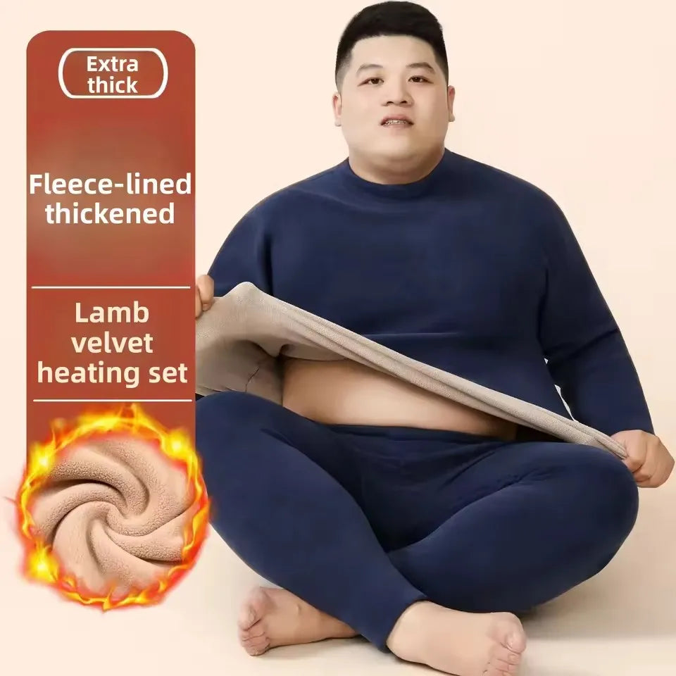 Men's Plus Size Fleece-Lined Thermal Underwear Set