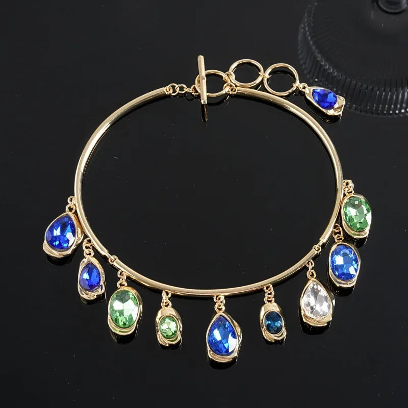 Women’s Boho Water Drop Wood & Rhinestone Necklace