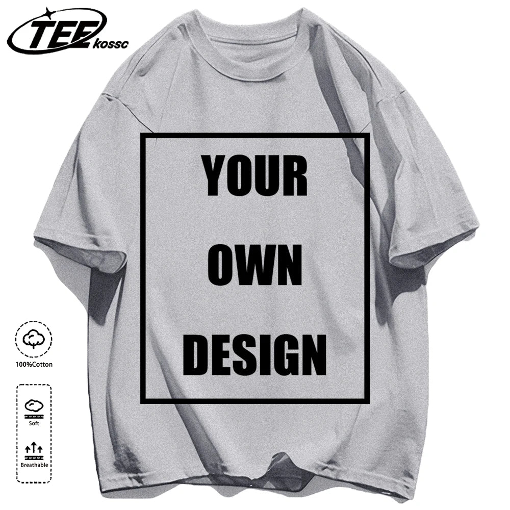 Customized LOGO Picture Men's Cotton T-Shirt Summer Colour Loose Short Sleeves Comfortable Fashion T Shirts Unisex O-Neck DIY Te