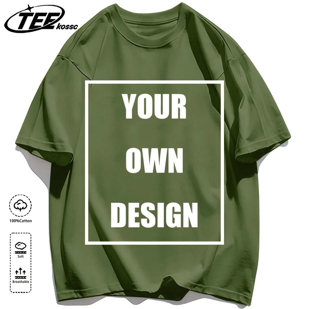 Customized LOGO Picture Men's Cotton T-Shirt Summer Colour Loose Short Sleeves Comfortable Fashion T Shirts Unisex O-Neck DIY Te