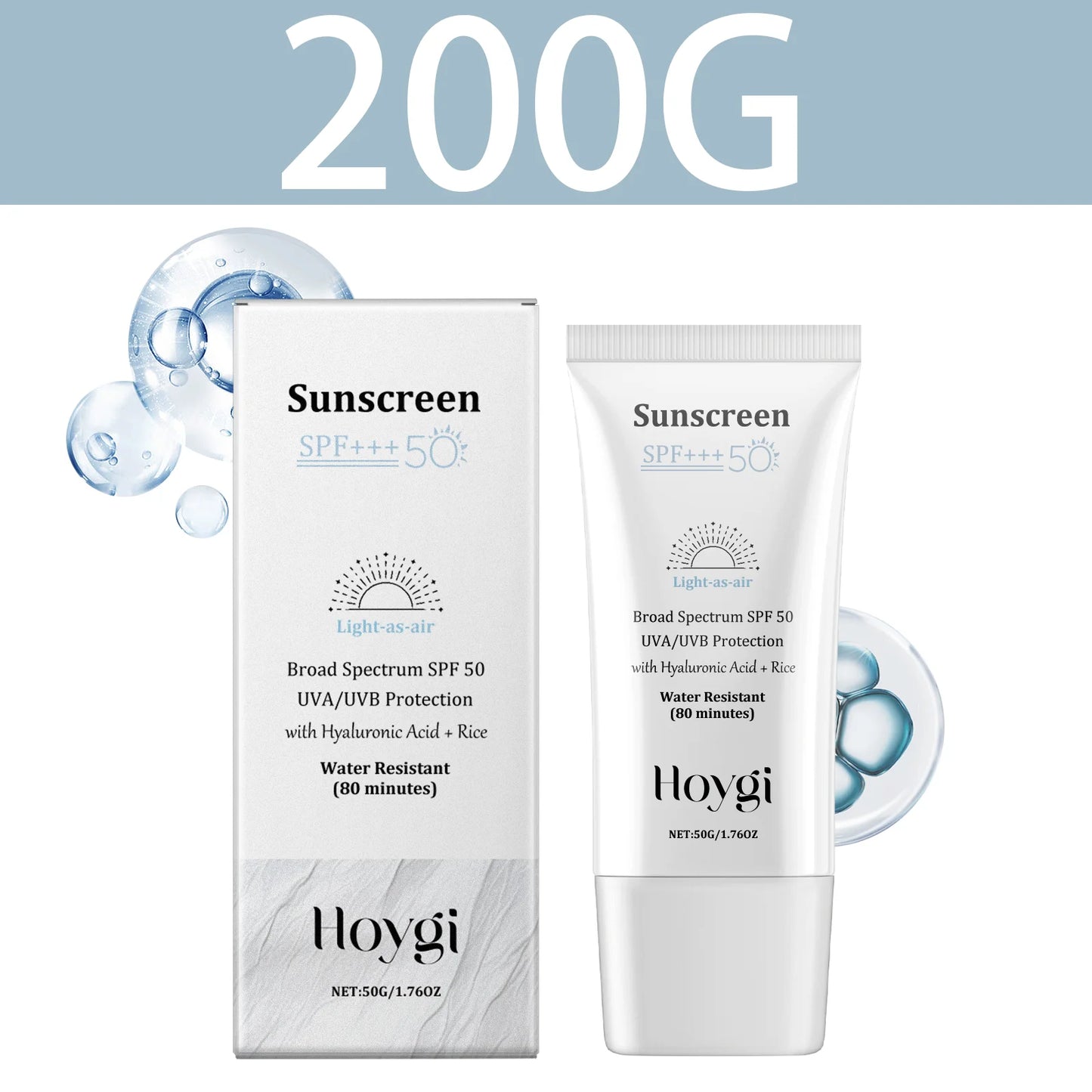 HOYGI SPF50 Facial Sunscreen – Hyaluronic Acid Moisturizing Face Cream, Skin-Brightening Sunblock & Daily Korean Skincare