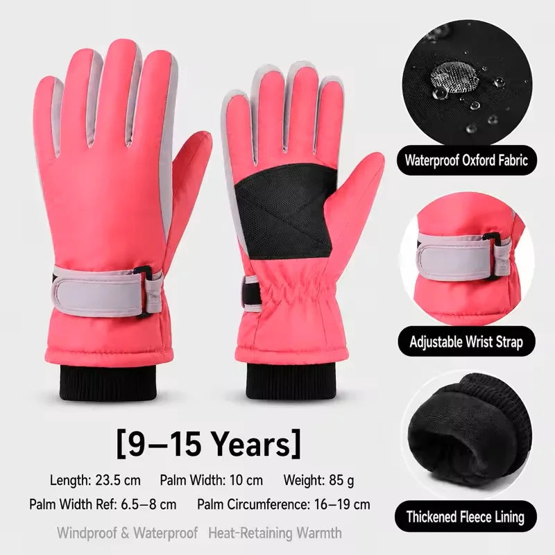 New Children Ski Gloves Keep Finger Warm Waterproof Thicken Mittens Winter Snowboard Snow Kids Gloves for Boys Girl Accessories