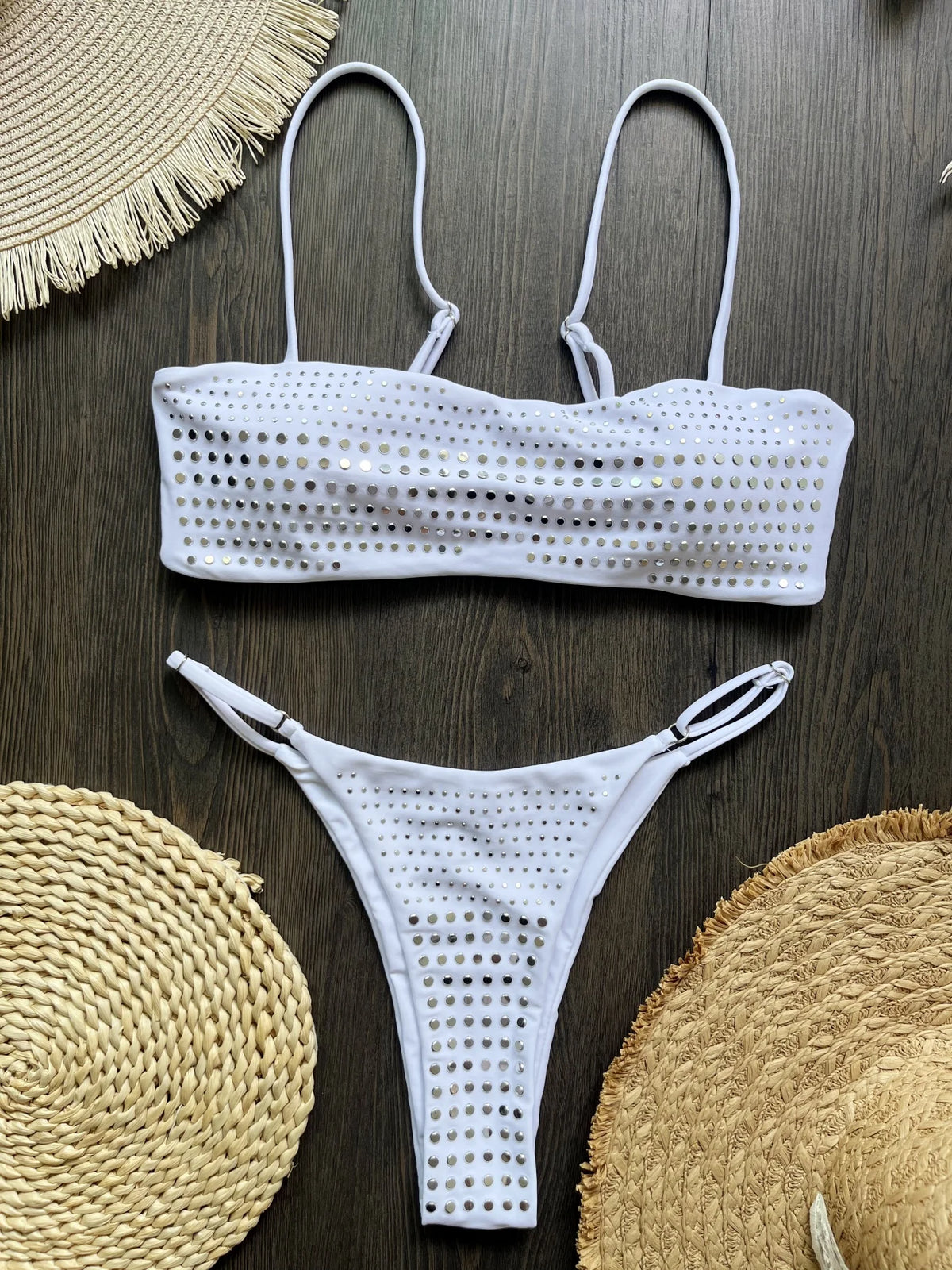 2025 Diamond Bikini Sexy Women Swimsuit Bandeau Biquini Push Up Swimwear Female Shiny Bathing Suits Floral Bodysuit Beachwear