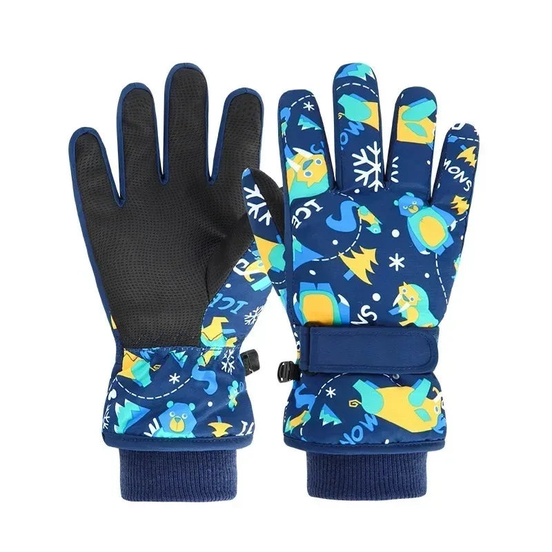 Waterproof Kids Winter Gloves, Thicken Warm Children Ski Gloves Snowboard Riding Cycling Snow Gloves for Boys Girls