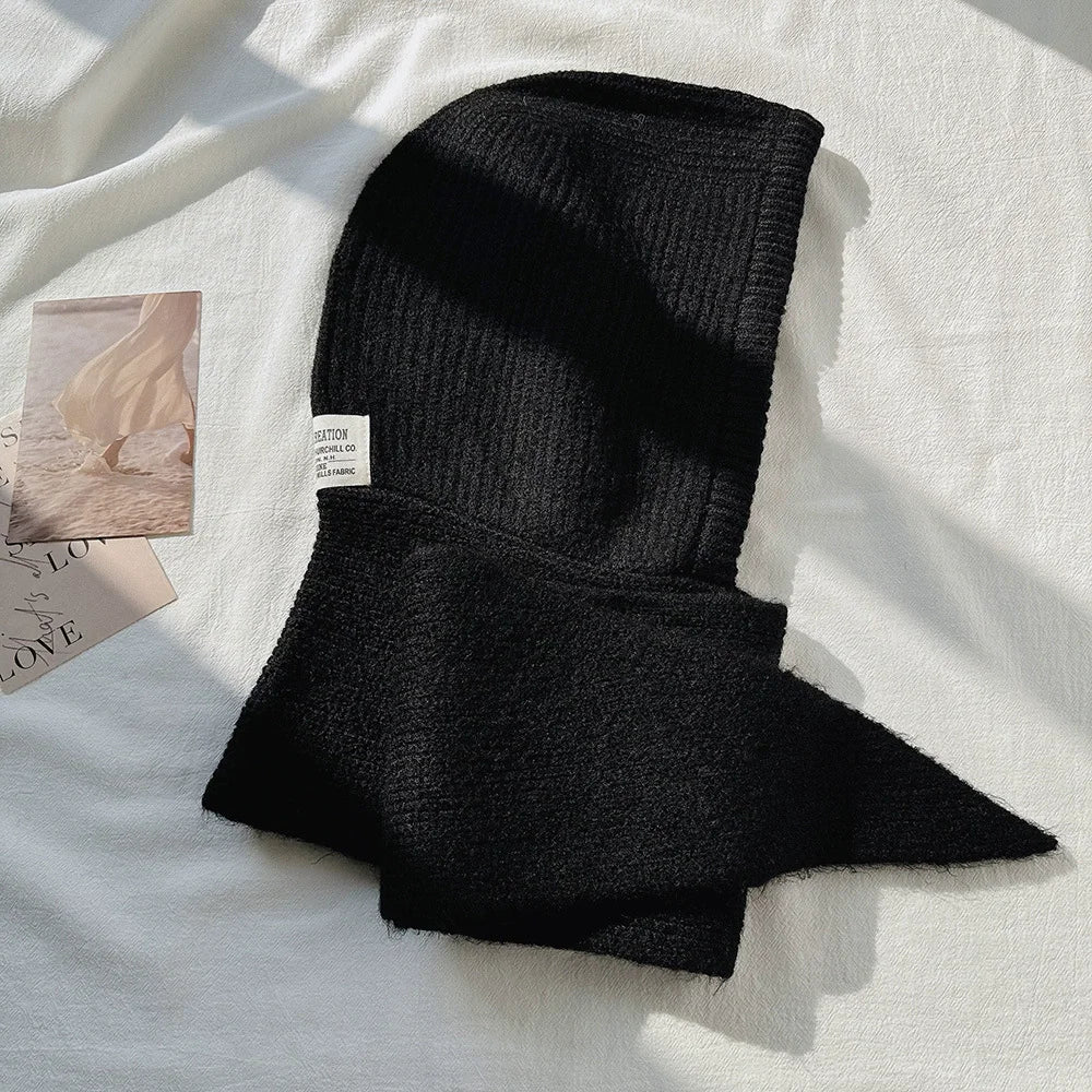 Oversize Hood Scarf Balaclava Hat Winter Ear Protection Windproof Warm Balaclava Hats Women Fashion Hat and Scarf Skullies Beani