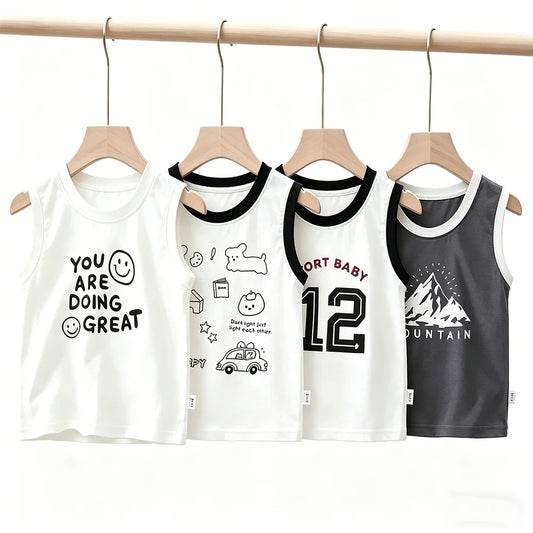 Kids' 100% Cotton Cartoon Sleeveless Tank Top (1-10Y)