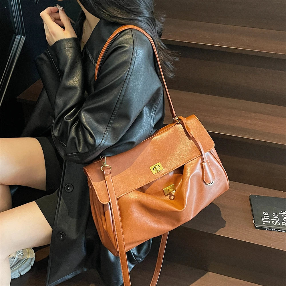 Women’s Vintage PU Flap Shoulder & Crossbody Bag