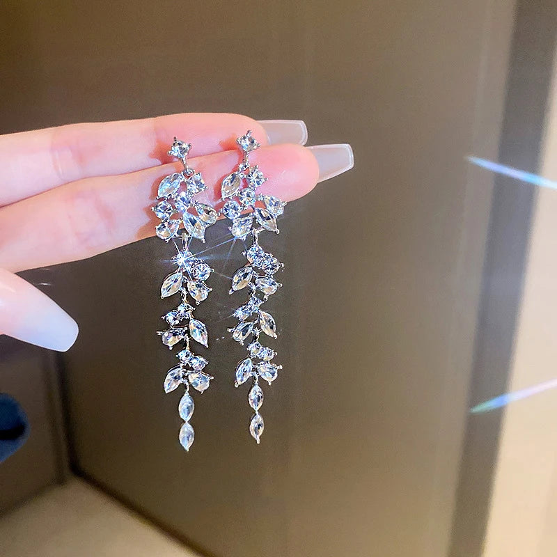 Crystal Zircon Geometric Drop Earrings