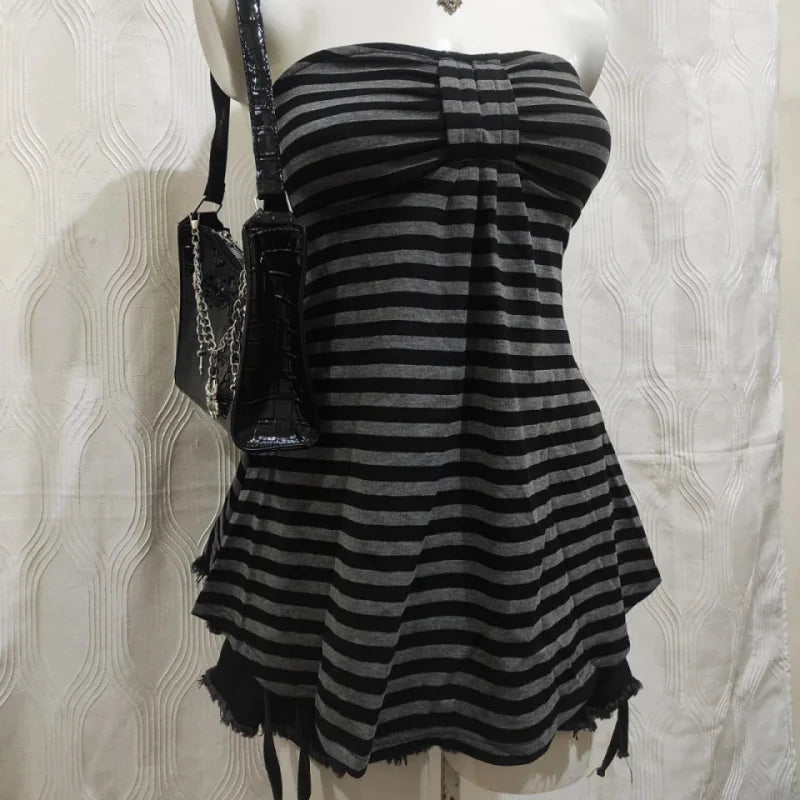 Women’s Y2K Striped Square Neck Top