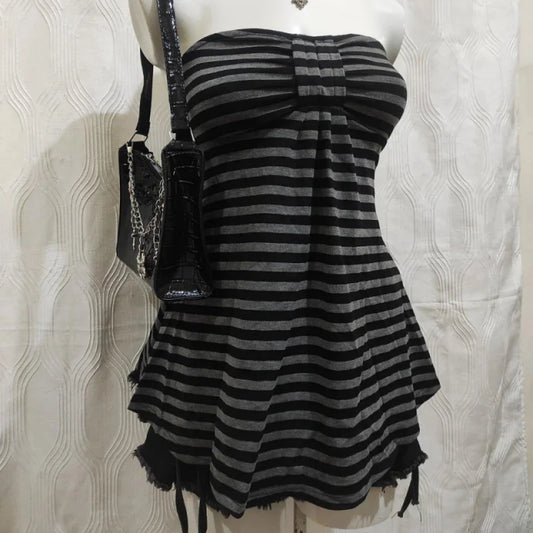 Women’s Y2K Striped Square Neck Top