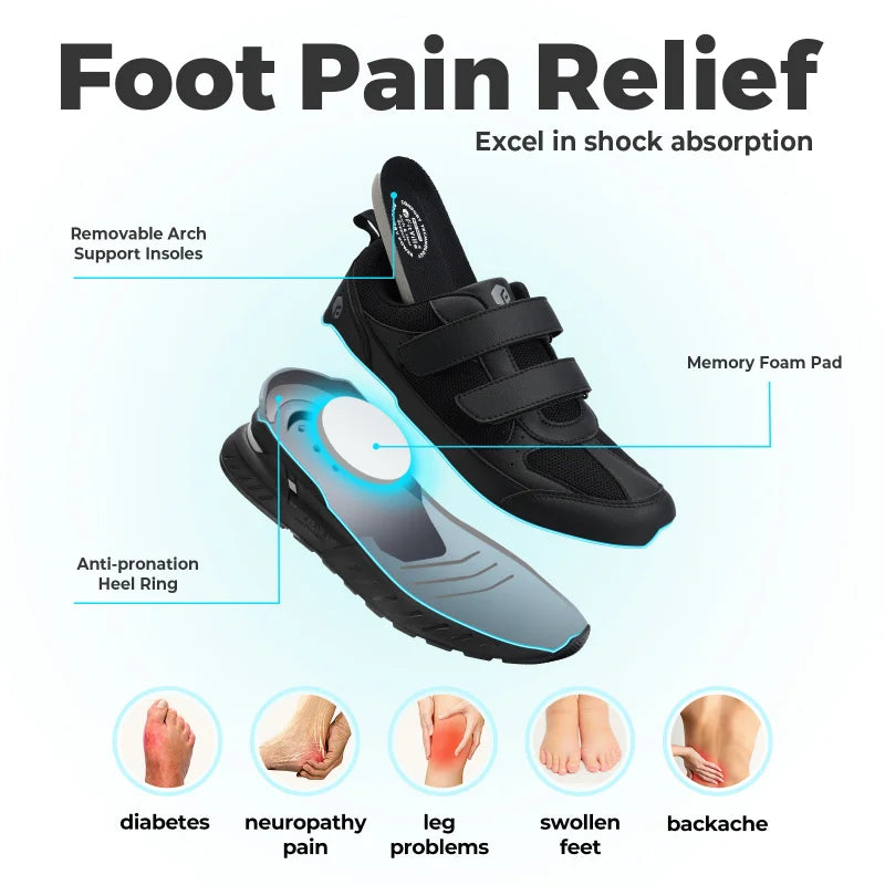 FitVille Wide Width Men'S Athletic Shoes Low-Top Non-Slip Lightweight Running Shoe For Swollen Feet with Arch Support