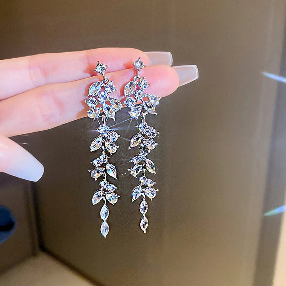 Crystal Zircon Geometric Drop Earrings