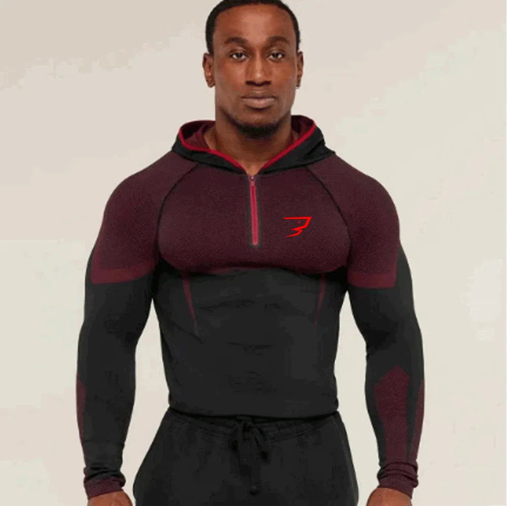 Men’s Quick-Dry Half-Zip Compression Hoodie