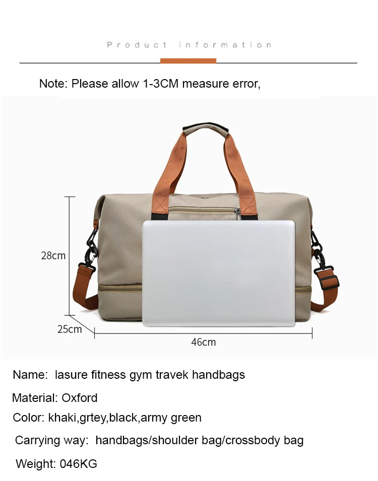 Travel Gym Duffle Bag – Portable Carry-On Weekender Shoulder & Crossbody Bag for Fitness, Sports and Short Trips