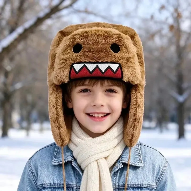 Domo Kun Cartoon Winter Warm Autume Brown Hats Ushanka Hats Cute Embroidery Cap for Girl Kids Anime Earfla Gorras Men Women Caps