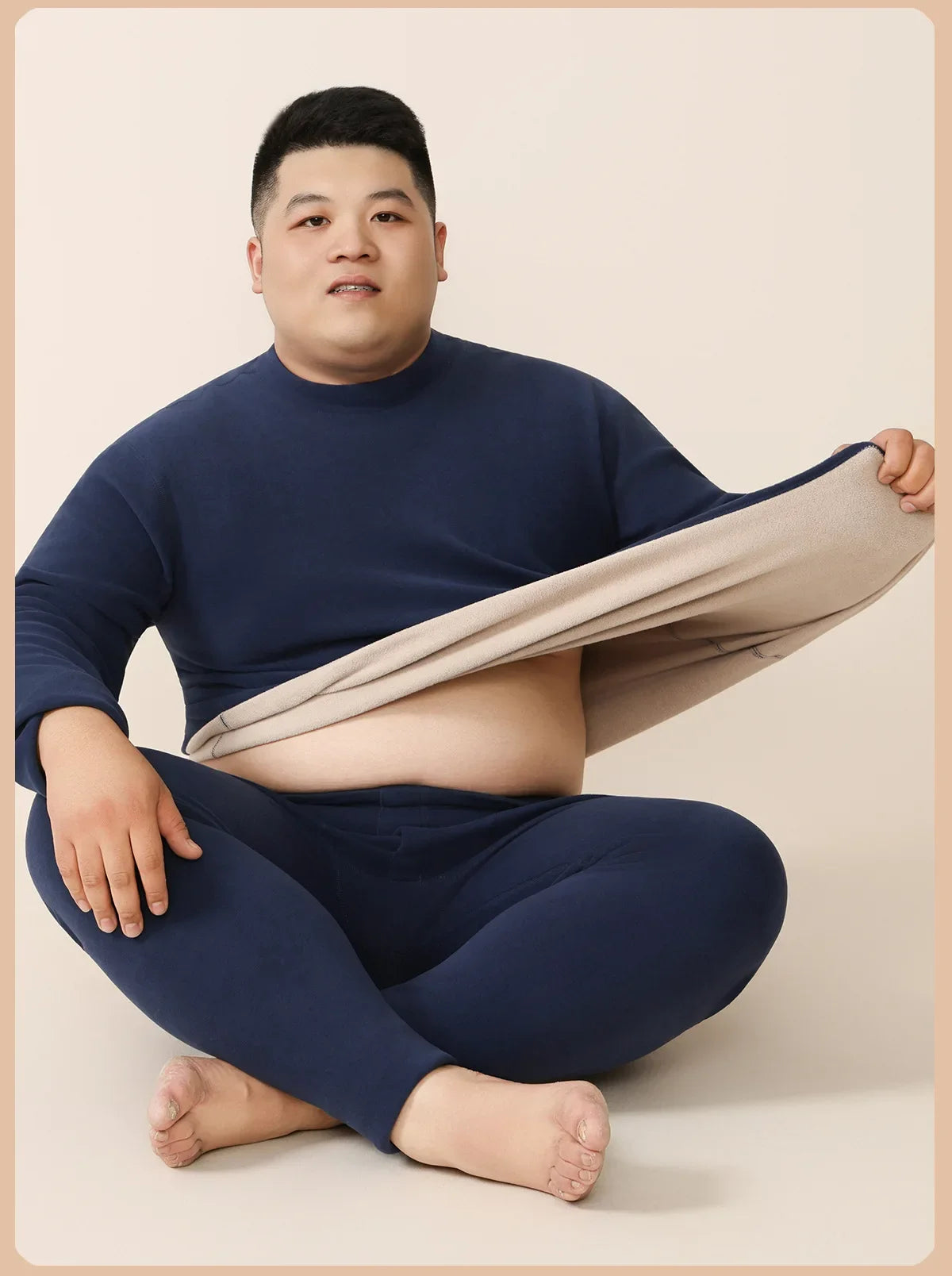 Men's Plus Size Fleece-Lined Thermal Underwear Set