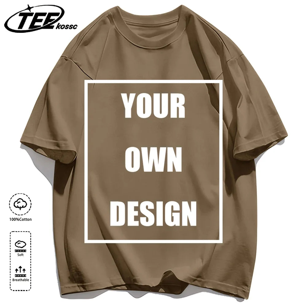 Customized LOGO Picture Men's Cotton T-Shirt Summer Colour Loose Short Sleeves Comfortable Fashion T Shirts Unisex O-Neck DIY Te