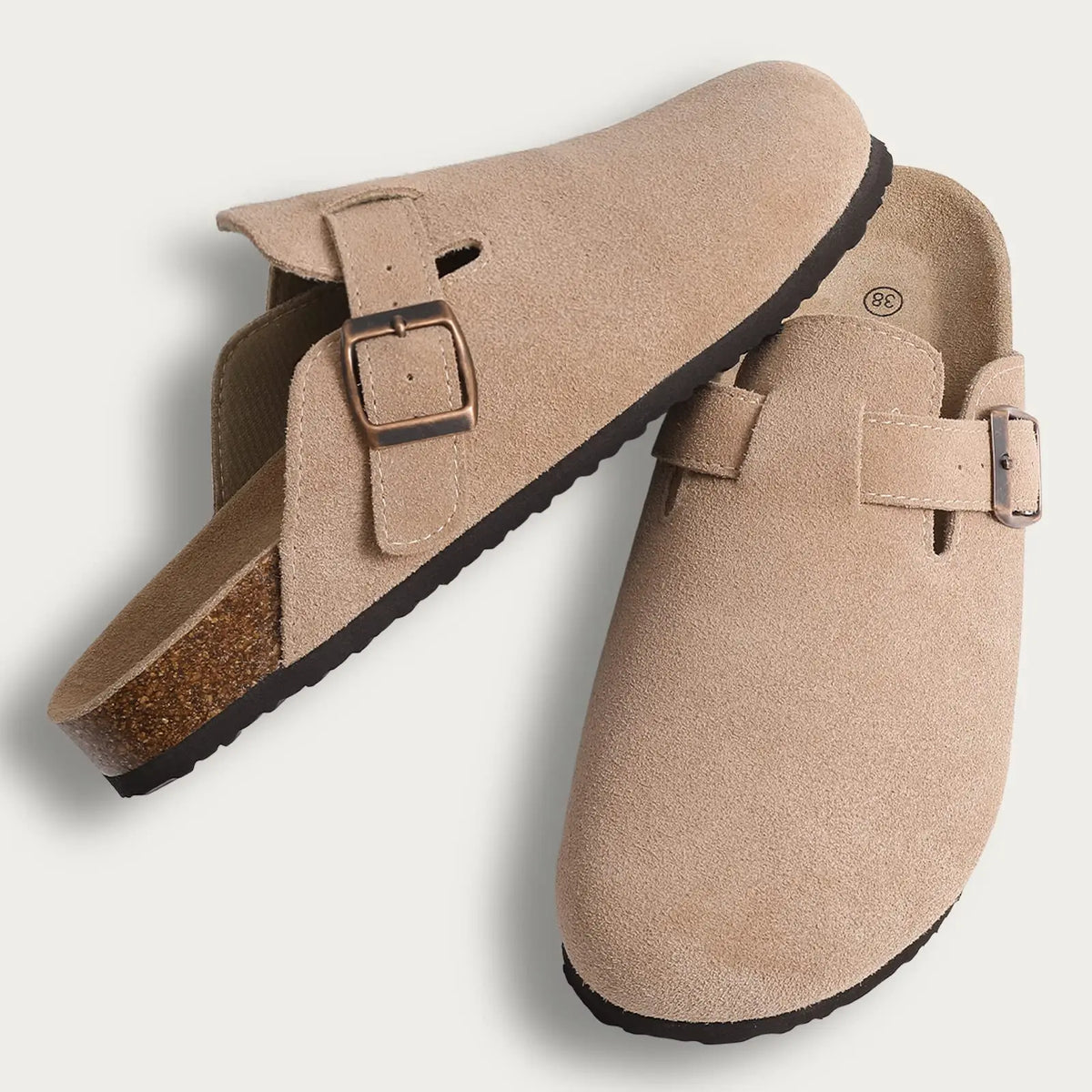 KIDMI Suede Clogs for Women Men Mules Cork Footbed Sandals With Arch Support Fashion Nonslip Outdoor Beach Slippers Home Shoes