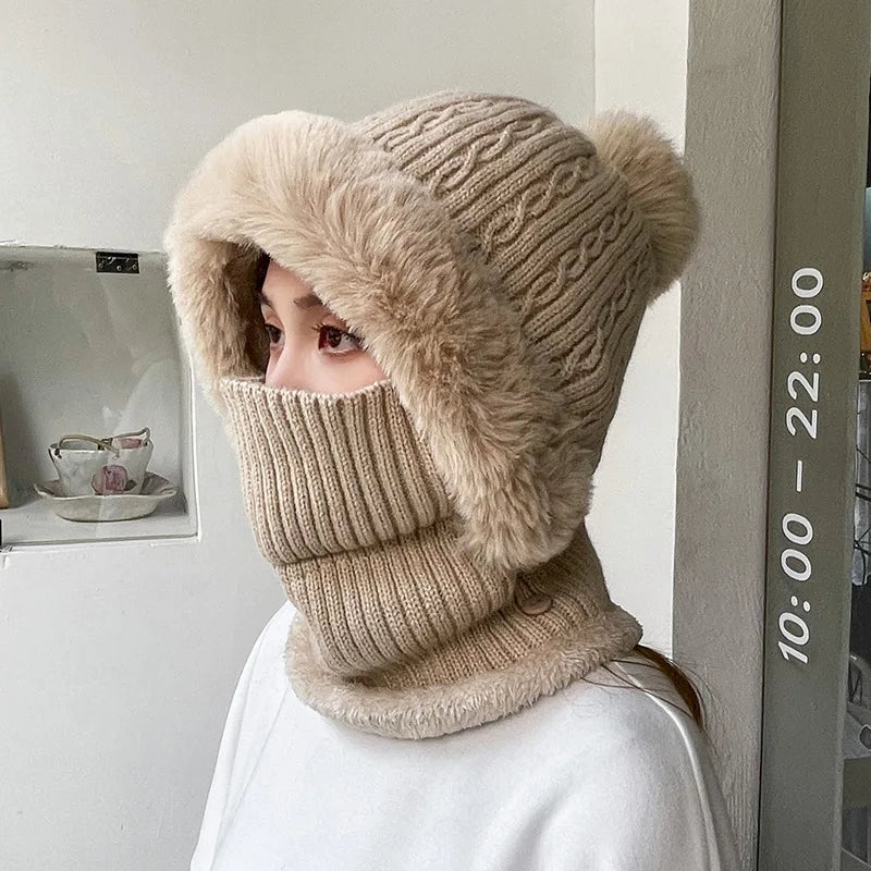 Women's Cozy Twist Knit Pompom Beanie