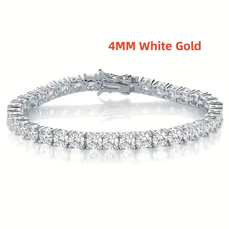 New Fashion S925 Sterling Silver 18K Gold-Plated 5A Black Zircon Tennis Bracelet for Men & Women
