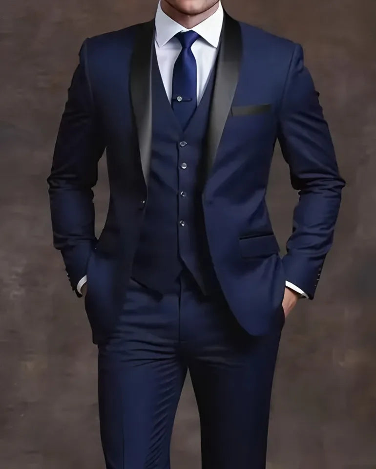 Men’s Elegant Slim Fit Tuxedo Suit Set – Classic Black Formal Suit for Weddings, Business, Parties & Special Occasions