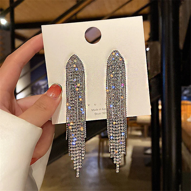 Crystal Zircon Geometric Drop Earrings