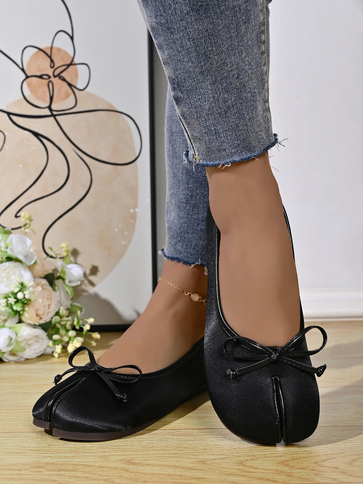 Soft Split Toe Tabi Ballet Flats Women Bowknot Leather Round Toe Ballerina Shoes Low Heel Slip On Loafers Casual Moccasins 2026
