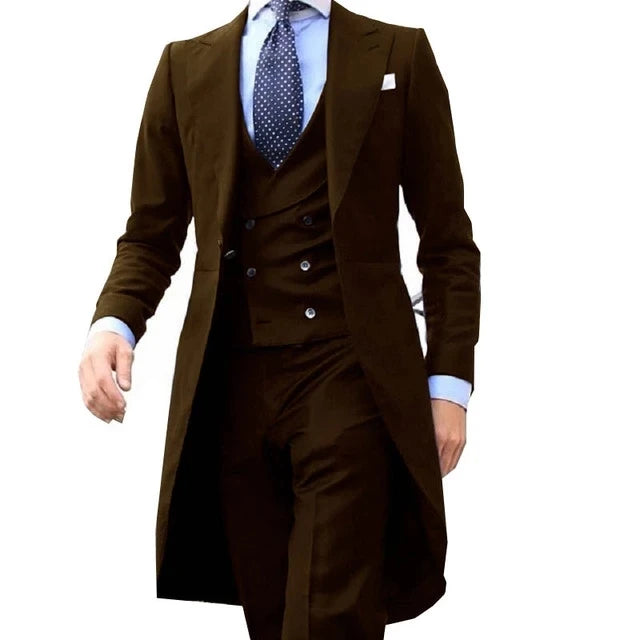 CustomizedNew White And Brown Formal Men Suit Groom Groomsman Wedding Party Prom Business Male Tuxedos 3 Piece Set Blazer Vest P