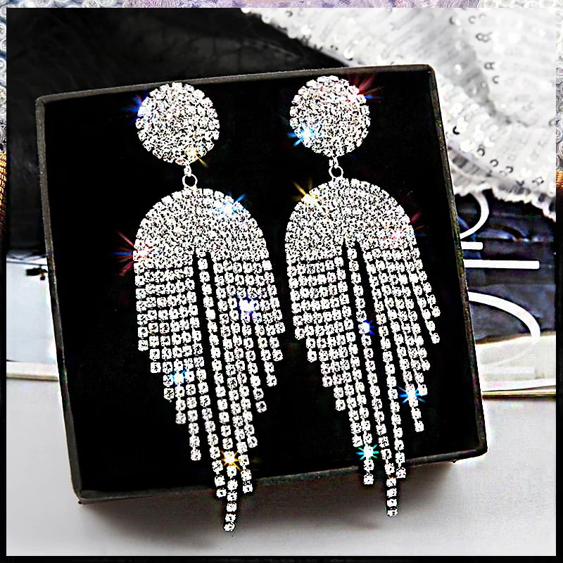 Crystal Zircon Geometric Drop Earrings