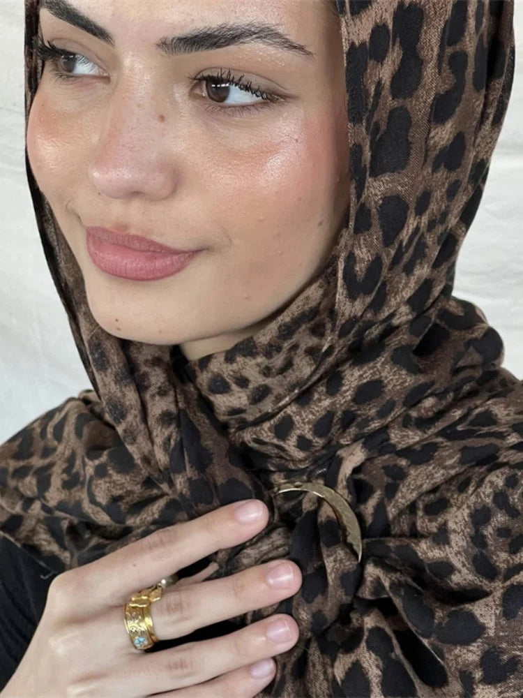 Women’s Leopard & Floral Print Bohemian Hijab Scarf