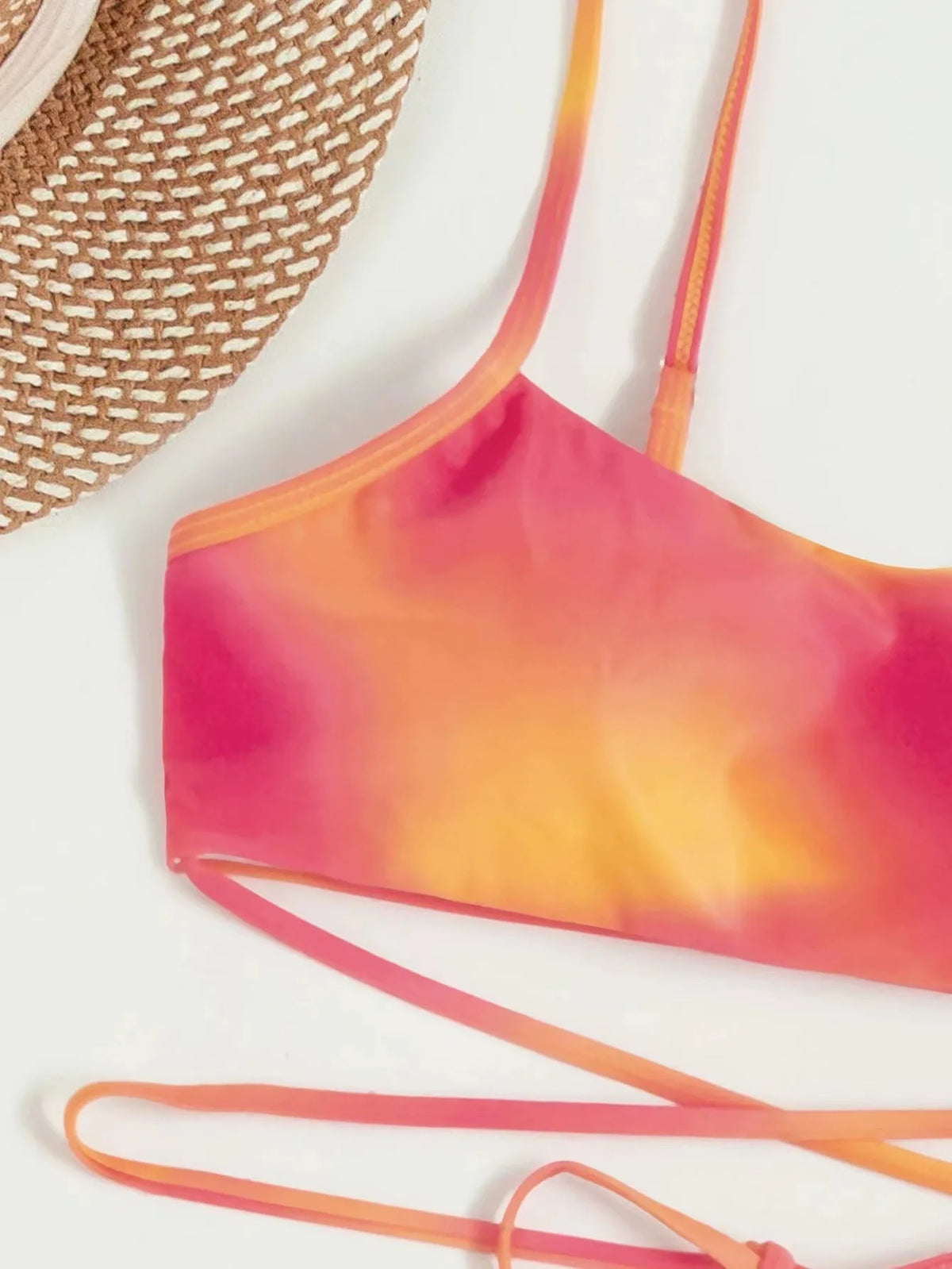 Tie Dye Bikini Swimsuit Women's Three Piece Set Mesh Skirt Split Body Suspender Fashionable Swimsuit Padded Bikini Set Swimwear