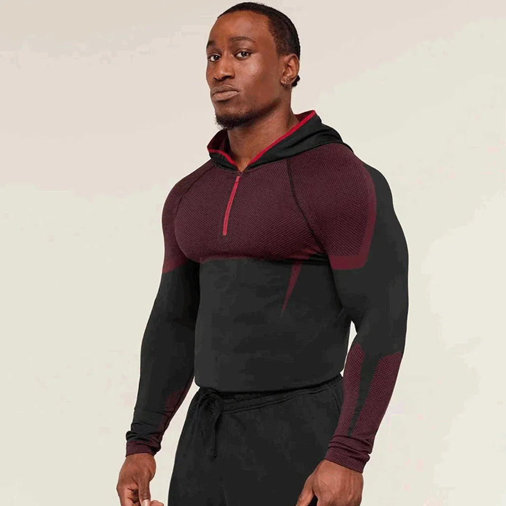 Men’s Quick-Dry Half-Zip Compression Hoodie