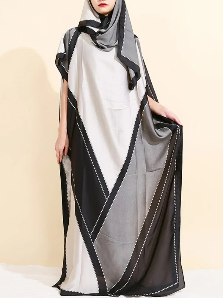 Women’s Luxury Satin-Style Printed Abaya Dress