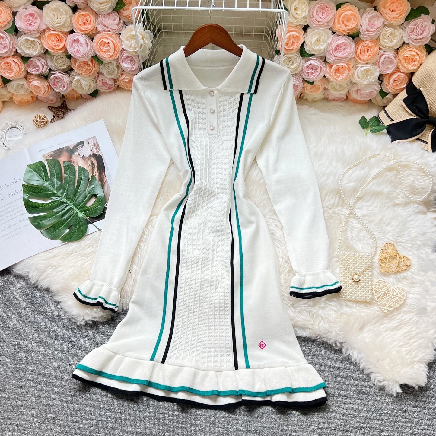Chic Ruffle Knit Mini Dress