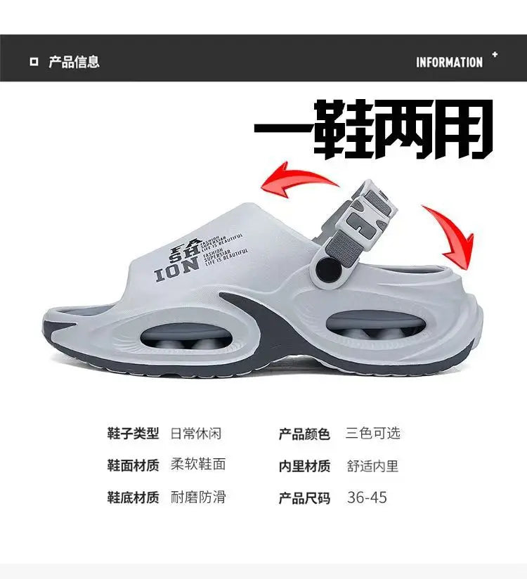 Men Sandals Slip On 2 in 1 Summer Outdoor Thick Sole Non Slip Waterproof Driving Shoes