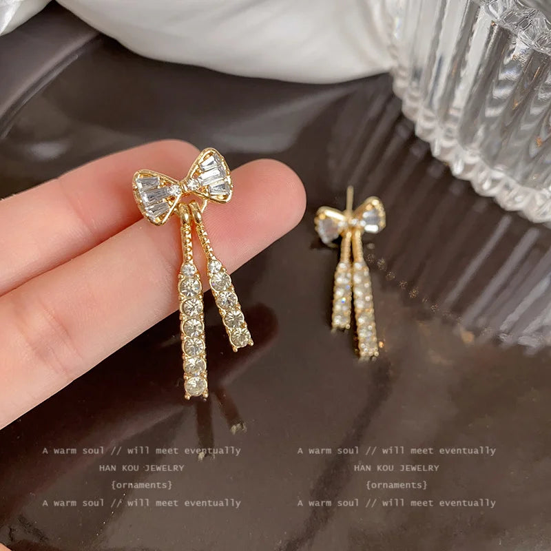 Bowknot Cubic Zirconia Stud Earrings