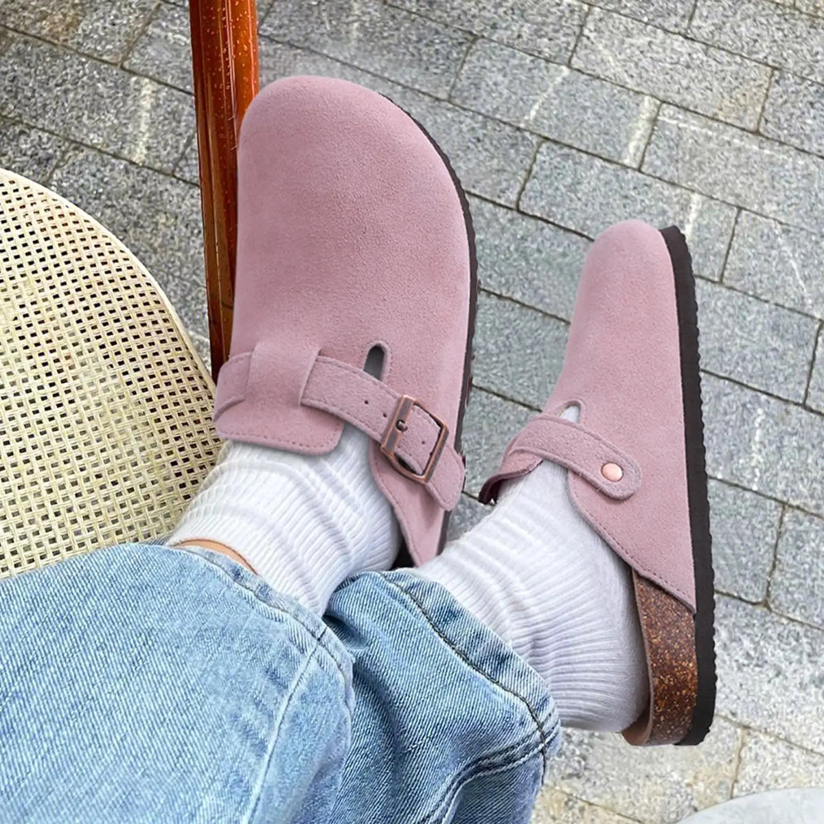 KIDMI Suede Clogs for Women Men Mules Cork Footbed Sandals With Arch Support Fashion Nonslip Outdoor Beach Slippers Home Shoes
