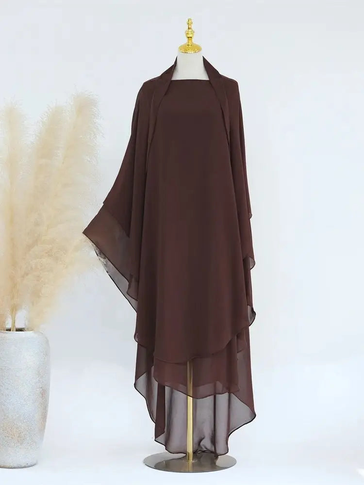 Women’s Elegant Chiffon Khimar & Abaya Set