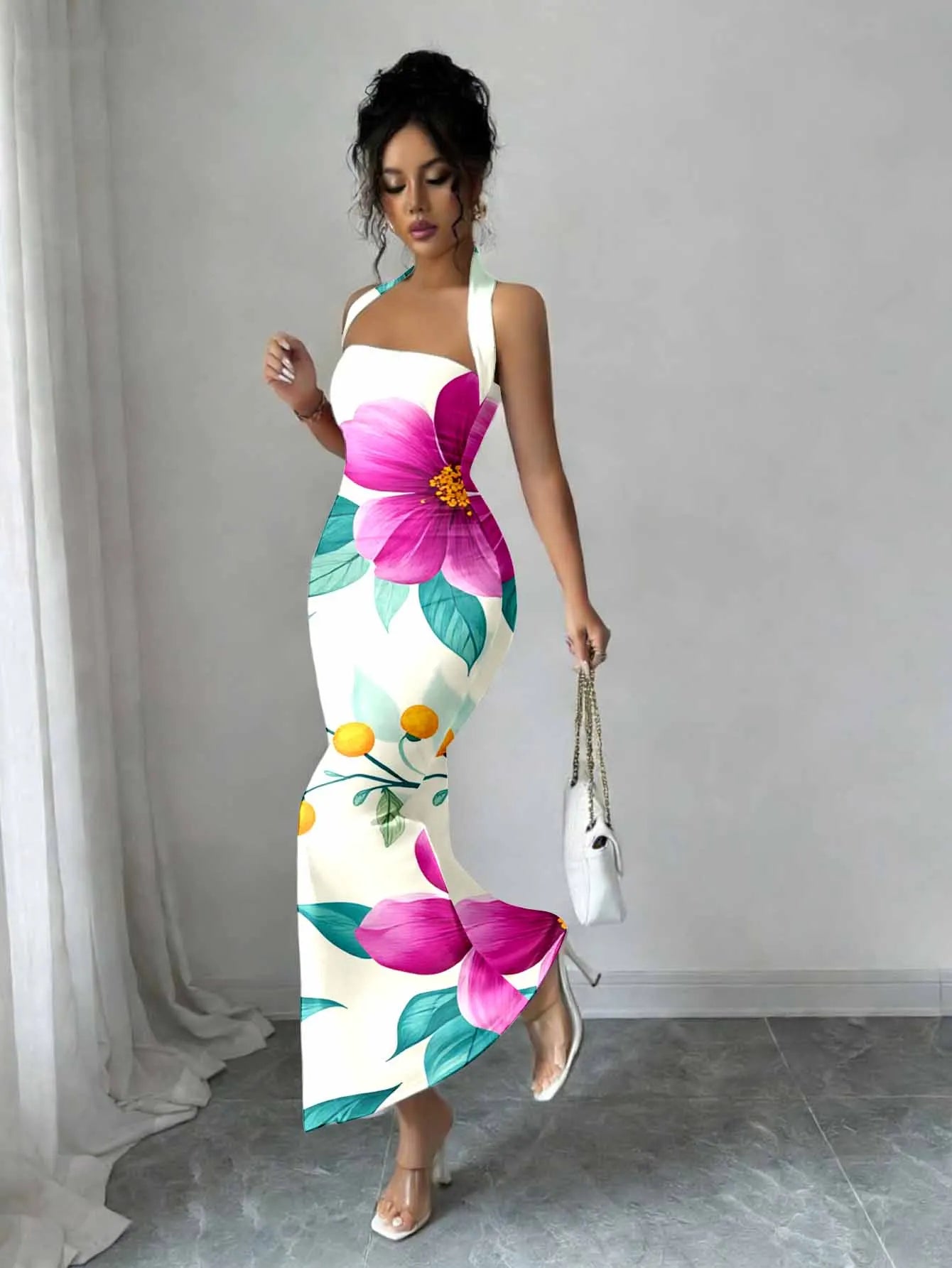 Women’s Sleeveless Halter Maxi Dress