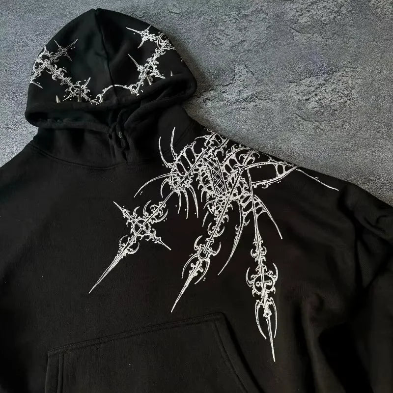 New Y2K Streetwear Jeans American Street Clothes Mens Womens Harajuku Skull Straight Wide-leg Pants Hip-hop Casual Hoodie Top