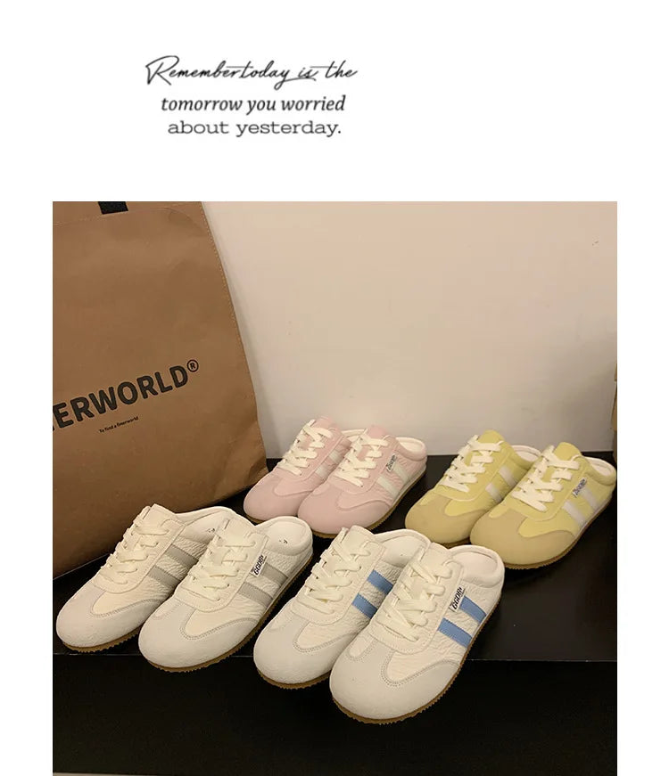 Women Fashion Slippers 2026 Summer Trend Casual Comfort Platform Flats Mules Slippers Lace-Up Non Slip Outdoor Female Slippers