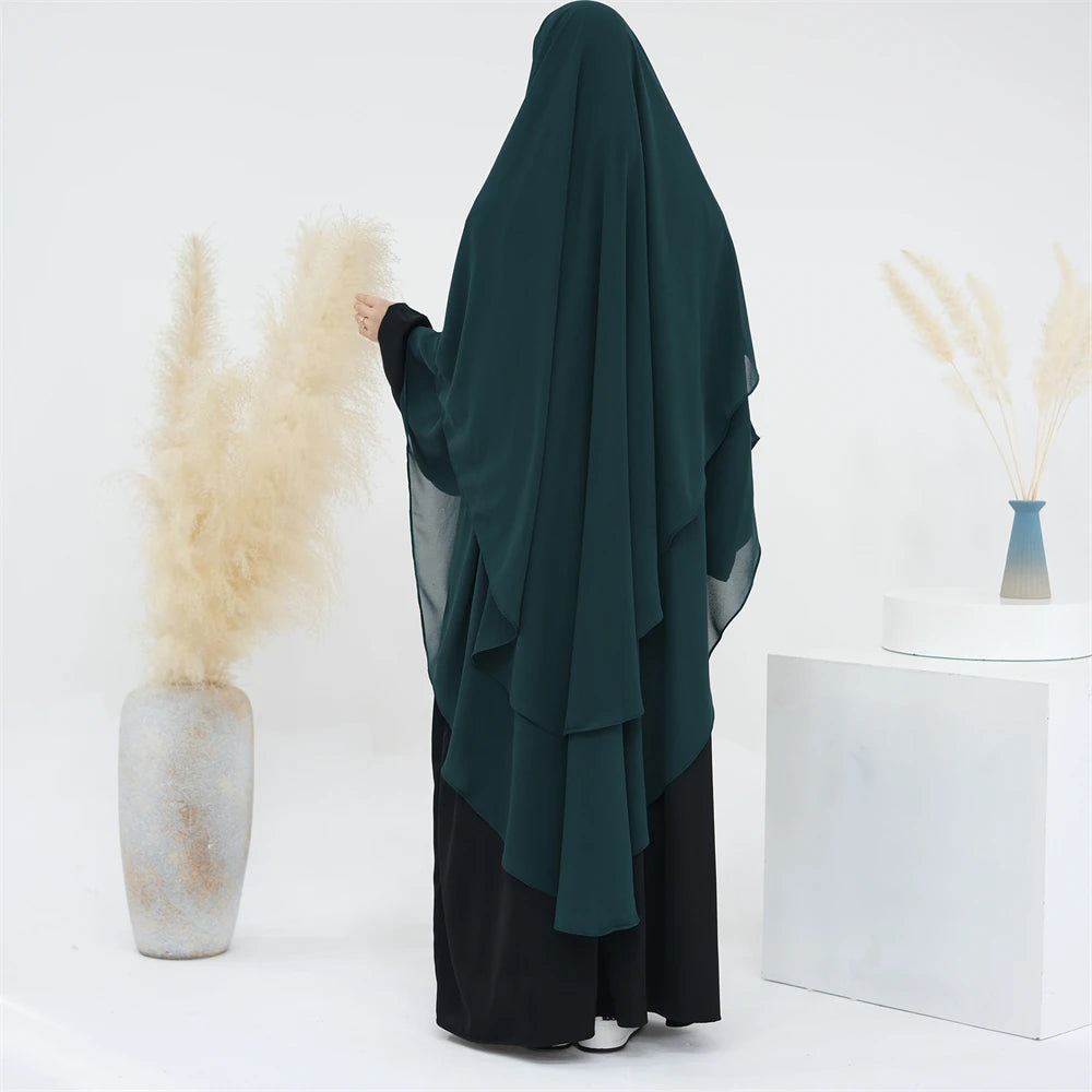 Women’s Elegant Chiffon Khimar & Abaya Set
