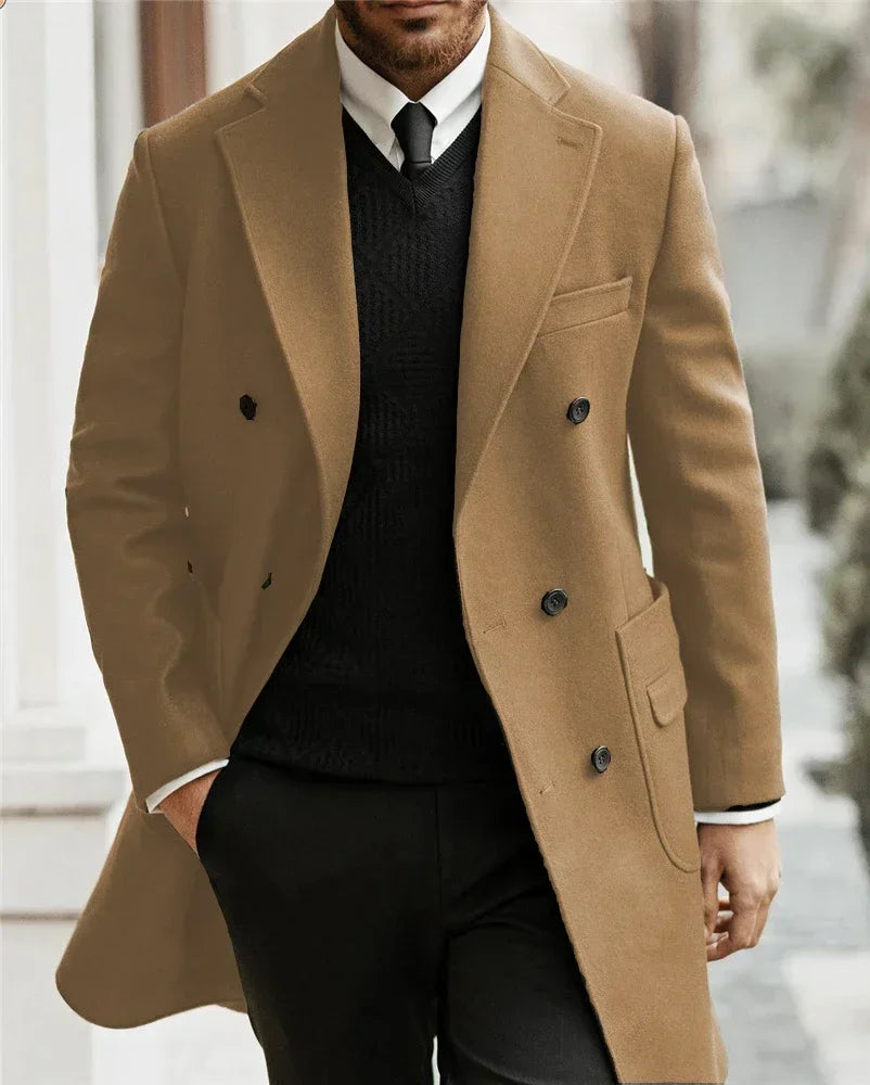 Modern Man Trench Coat Customized Full Man Terno Fashion Notched Lapel Double Breasted Elegant Men's Winter Jacket Men Jacket