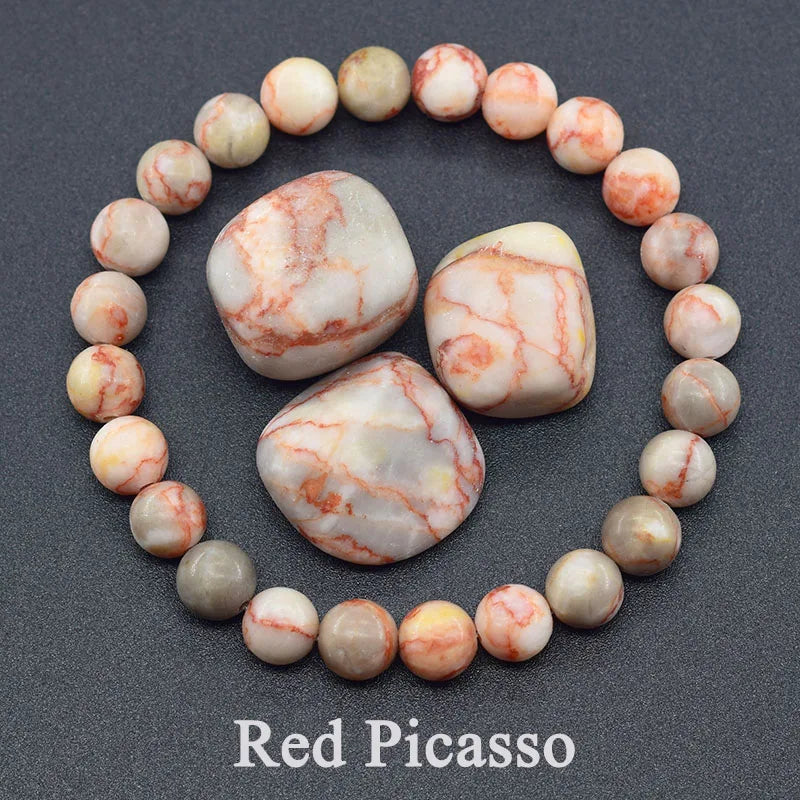 Indian Agate Bead Bracelet for Women – Natural Colorful Crystal Stone Strand Bracelet, Energy-Inspired Yoga Jewelry Gift