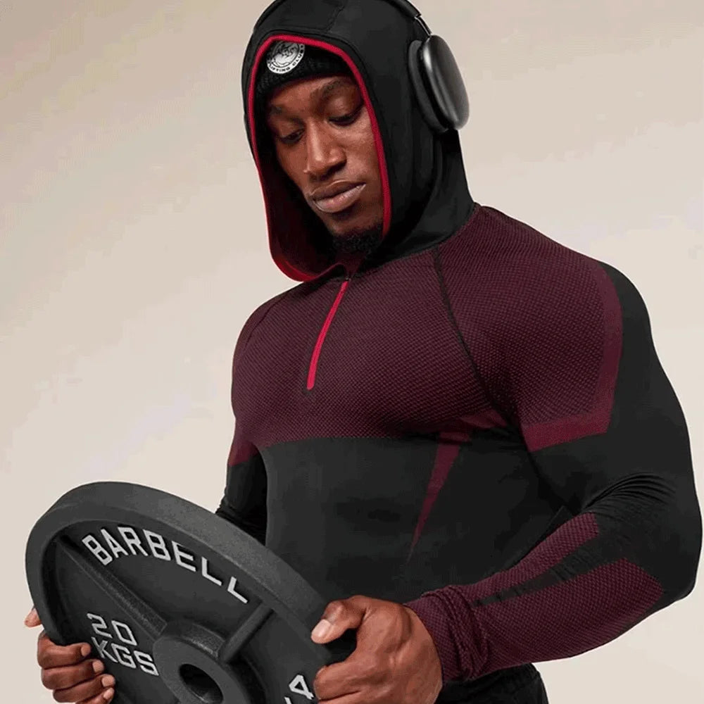Men’s Quick-Dry Half-Zip Compression Hoodie