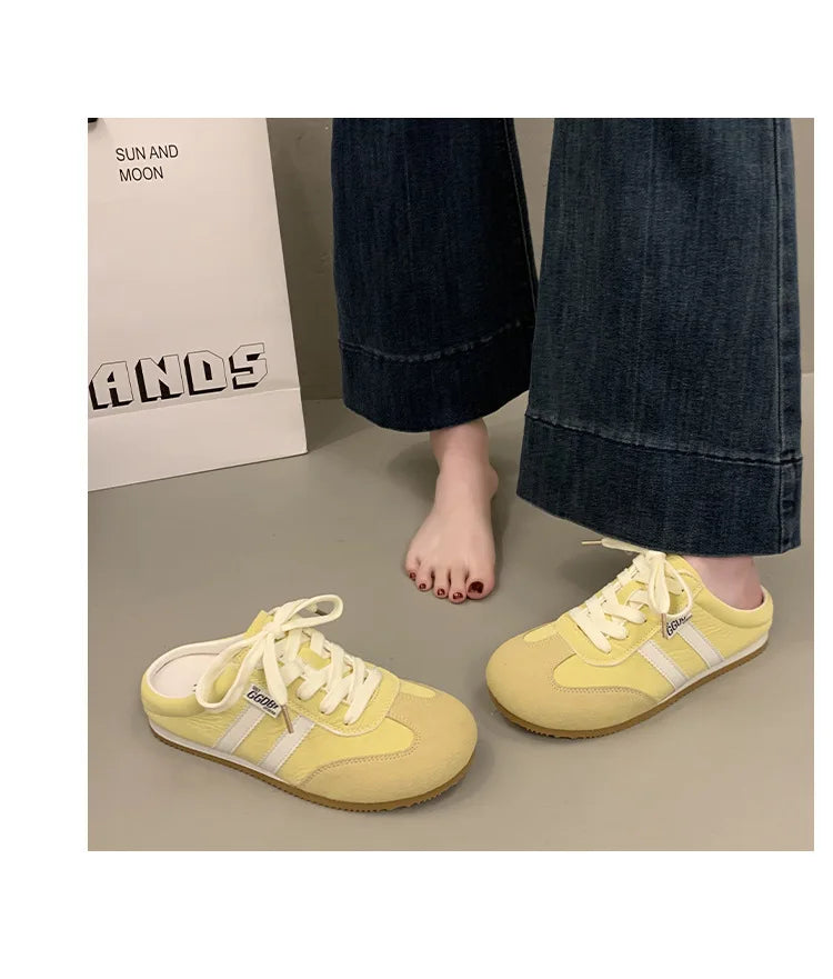 Women Fashion Slippers 2026 Summer Trend Casual Comfort Platform Flats Mules Slippers Lace-Up Non Slip Outdoor Female Slippers